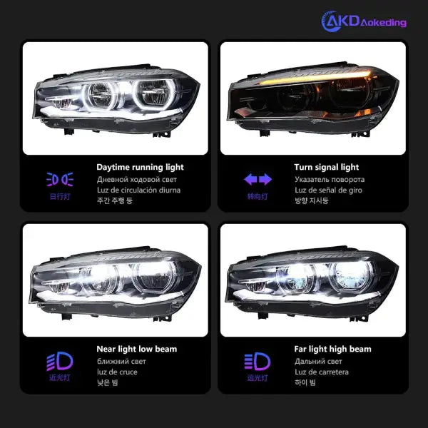 Car Styling Head Lamp for BMW X5 F15 Headlights 2014-2018 X6 Angel Eye Headlight LED DRL Signal Lamp Automotive