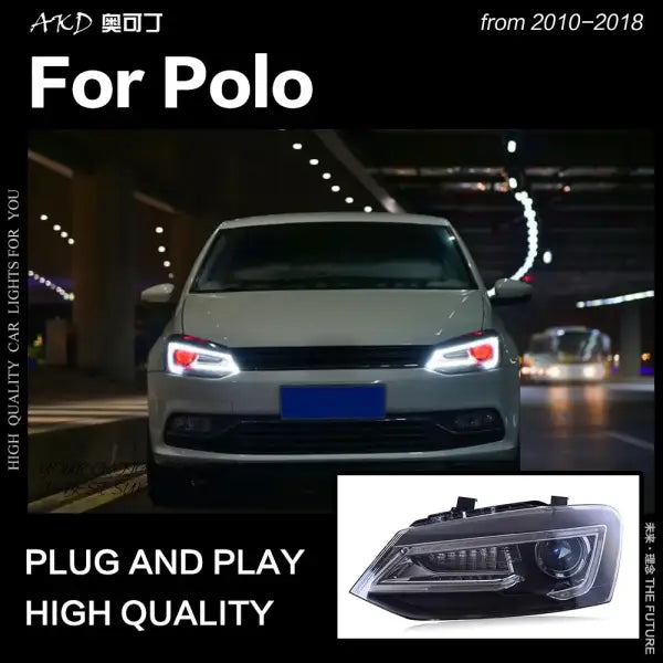Car Styling for VW Polo Headlight 2010-2018 Vento LED Head