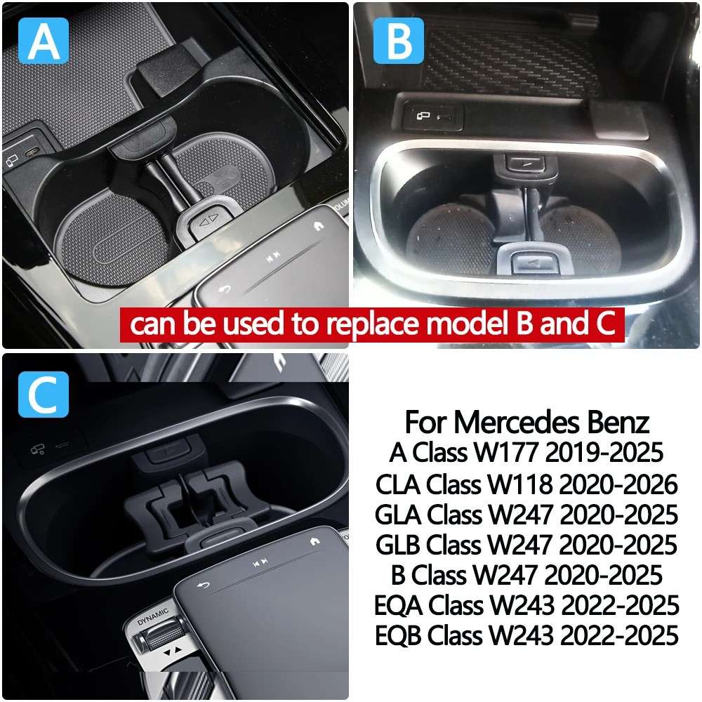 Car Craft Compatible With Mercedes A Class W177 19-25 Cla W118 Gla W247 Glb Class W247 B Class W247 20-25 Eqa W243 Eqb W243 22-25 Center Console Beverage Cup Drink Holder Separator Divider 1778109703 - CAR CRAFT INDIA