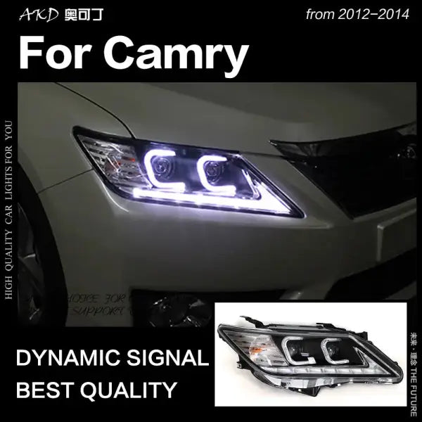 Toyota Camry Headlights 2012-2014 Camry V50 LED Headlight DRL Hid Head Lamp Angel Eye Bi Xenon