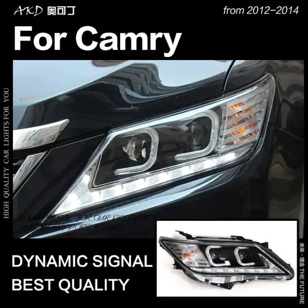 Toyota Camry Headlights 2012-2014 Camry V50 LED Headlight DRL Hid Head Lamp Angel Eye Bi Xenon