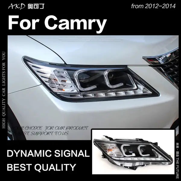 Toyota Camry Headlights 2012-2014 Camry V50 LED Headlight DRL Hid Head Lamp Angel Eye Bi Xenon