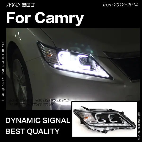 Toyota Camry Headlights 2012-2014 Camry V50 LED Headlight DRL Hid Head Lamp Angel Eye Bi Xenon