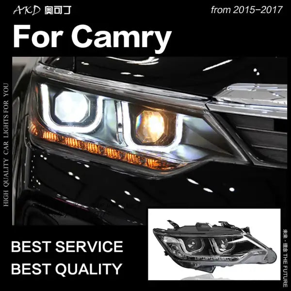 Toyota Camry Headlights 2015-2017 Camry V55 LED Headlight DRL Hid Head Lamp Angel Eye Bi Xenon