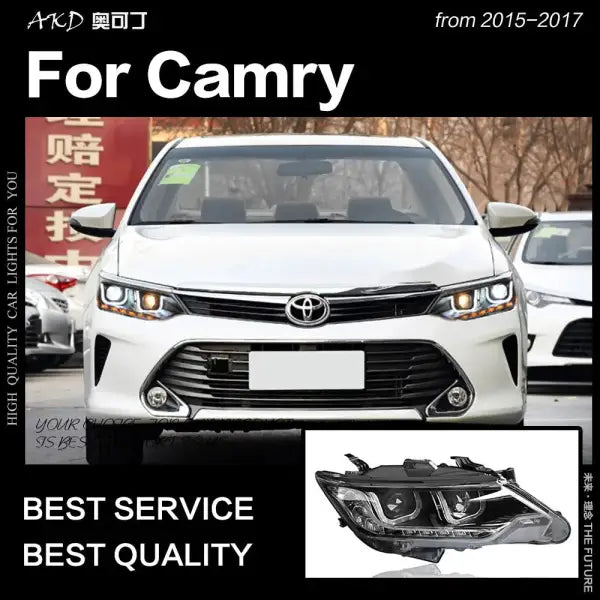 Toyota Camry Headlights 2015-2017 Camry V55 LED Headlight DRL Hid Head Lamp Angel Eye Bi Xenon