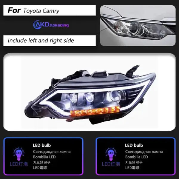 Toyota Camry LED Headlight 2015-2017 Headlights Camry DRL Turn Signal High Beam Angel Eye