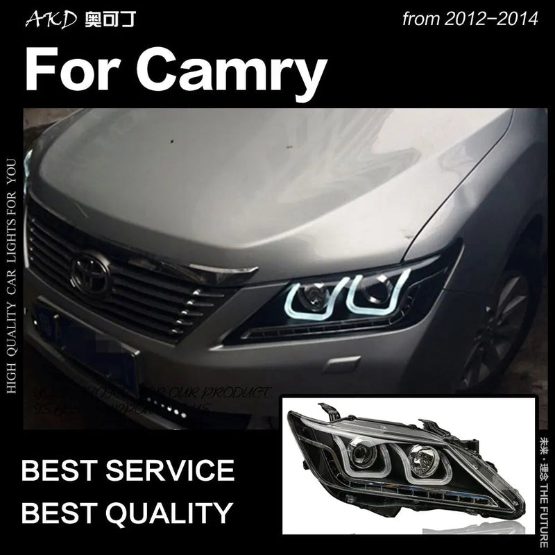 Toyota Camry V50 LED Headlight 2012-2014 Camry LED DRL Hid Head Lamp Angel Eye Bi Xenon