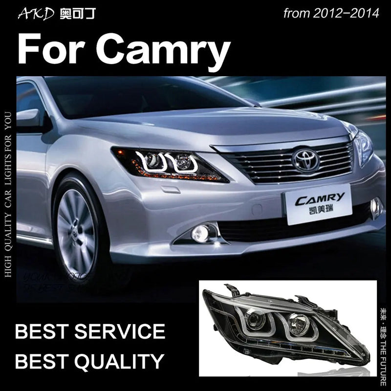 Toyota Camry V50 LED Headlight 2012-2014 Camry LED DRL Hid Head Lamp Angel Eye Bi Xenon