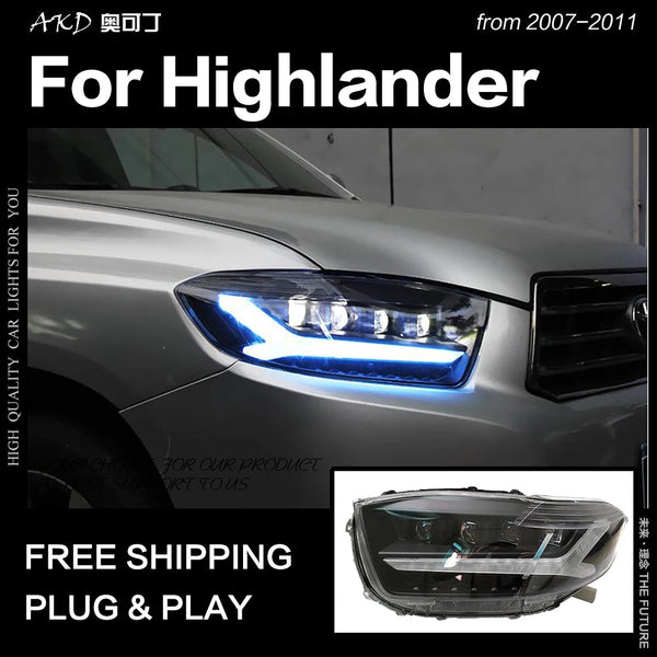Toyota Highlander Headlights 2007-2011 Kluger LED Headlight DRL High Low Beam LED Head Lamp