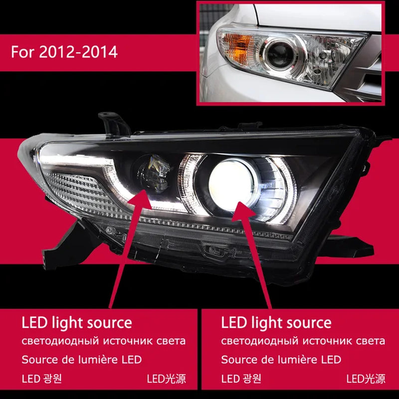 Toyota Highlander Headlights 2012 Highlander LED Headlight DRL Hid Head Lamp Angel Eye Bi Xenon