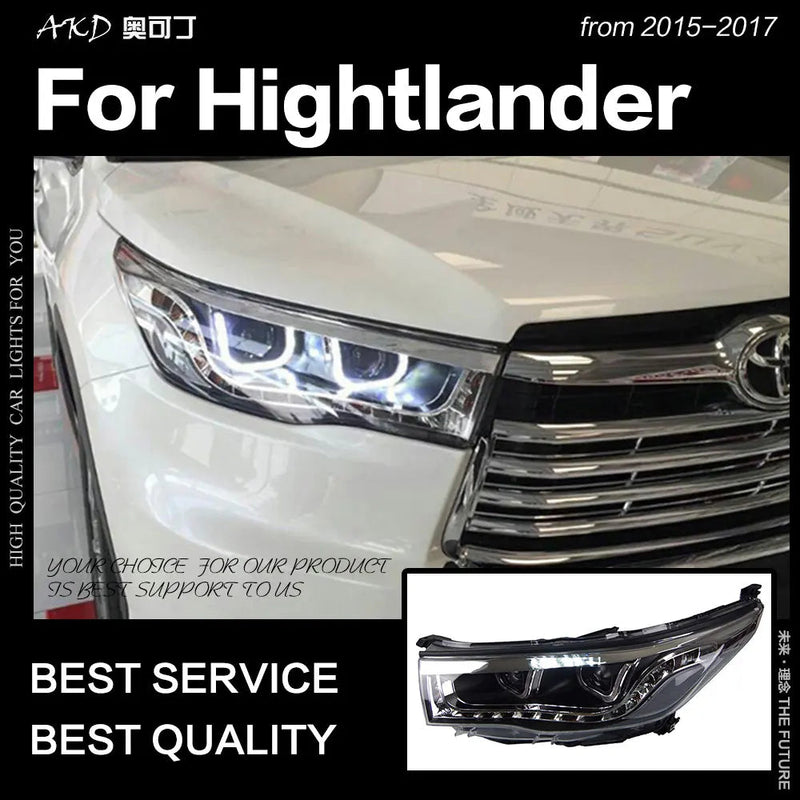 Toyota Highlander Headlights New Highlander Headlight LED DRL Hid Head Lamp Angel Eye Bi Xenon