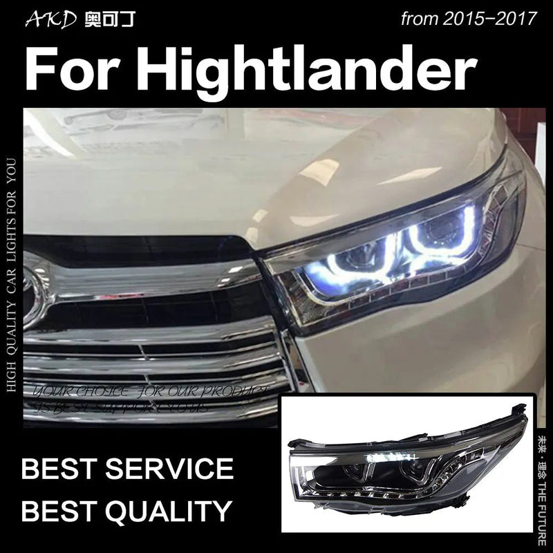 Toyota Highlander Headlights New Highlander Headlight LED DRL Hid Head Lamp Angel Eye Bi Xenon