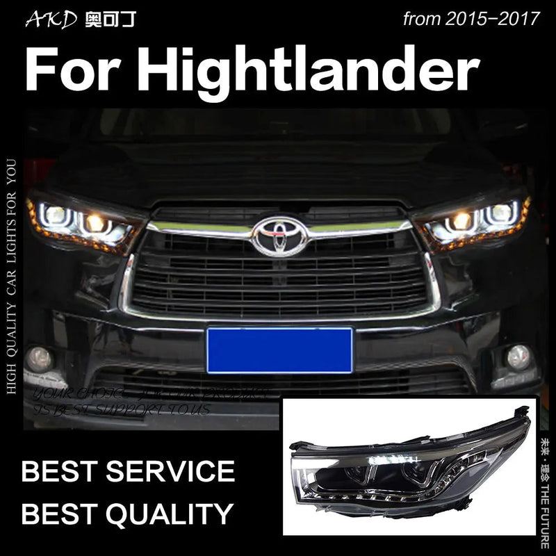 Toyota Highlander Headlights New Highlander Headlight LED DRL Hid Head Lamp Angel Eye Bi Xenon