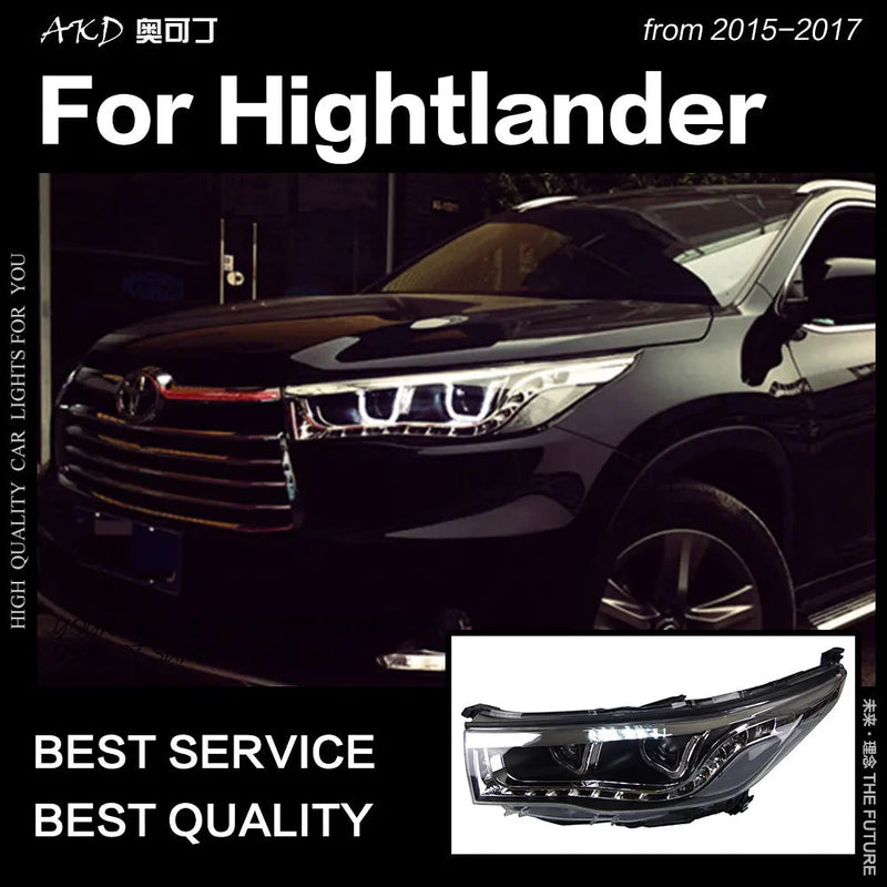 Toyota Highlander Headlights New Highlander Headlight LED DRL Hid Head Lamp Angel Eye Bi Xenon