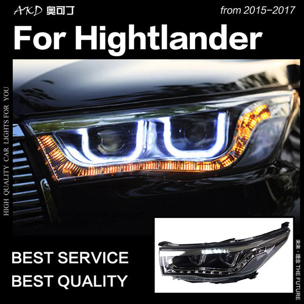 Toyota Highlander Headlights New Highlander Headlight LED DRL Hid Head Lamp Angel Eye Bi Xenon