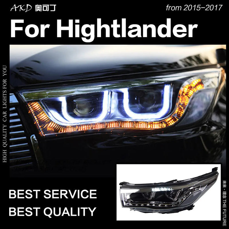 Toyota Highlander Headlights New Highlander Headlight LED DRL Hid Head Lamp Angel Eye Bi Xenon