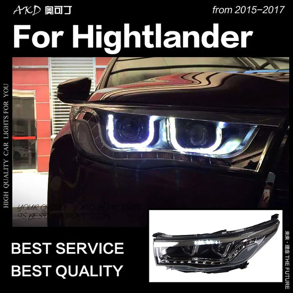 Toyota Highlander Headlights New Highlander Headlight LED DRL Hid Head Lamp Angel Eye Bi Xenon