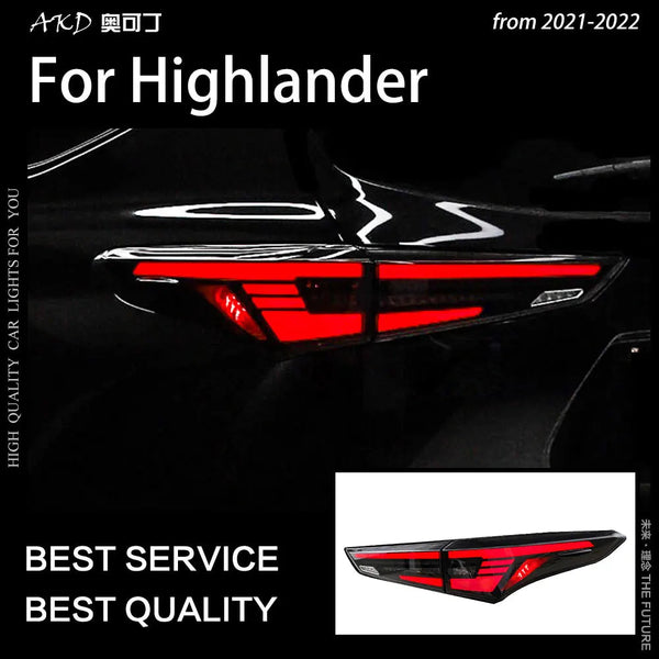 Toyota Highlander LED Tail Light 2021-2022 New Kluger Rear Lamp DRL Dynamic Signal Brake Reverse
