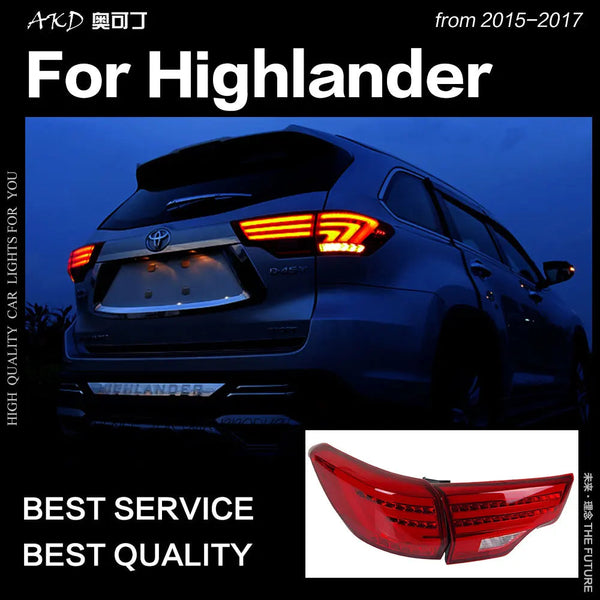 Toyota Highlander Tail Lights 2015-2017 New Kluger LED Tail Lamp DRL Signal Brake Reverse
