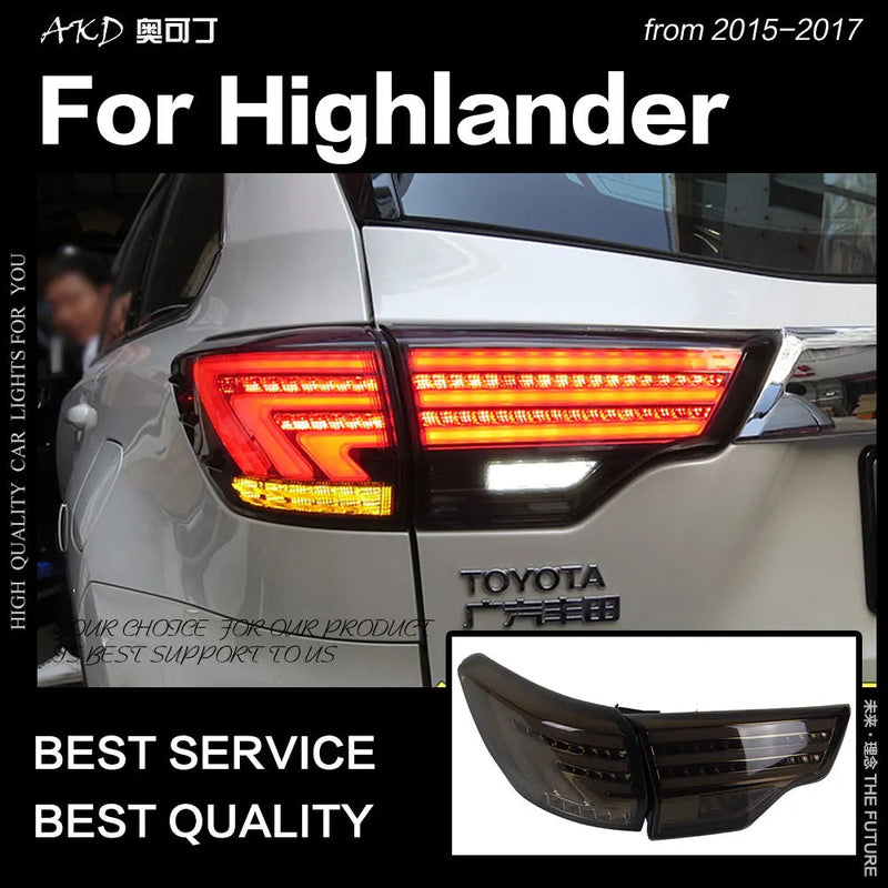 Toyota Highlander Tail Lights 2015-2017 New Kluger LED Tail Lamp DRL Signal Brake Reverse