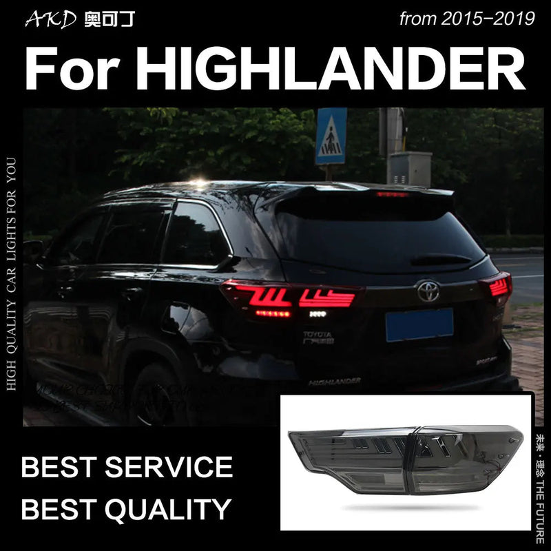 Toyota Highlander Tail Lights 2015 Kluger LED Tail Light Rear Lamp DRL Dynamic Signal Brake Reverse