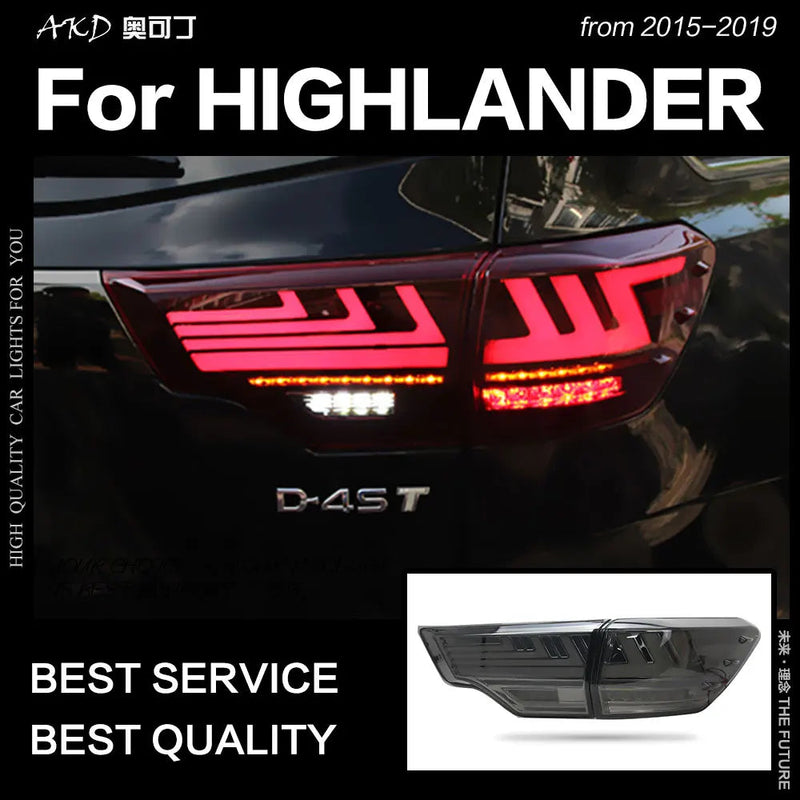 Toyota Highlander Tail Lights 2015 Kluger LED Tail Light Rear Lamp DRL Dynamic Signal Brake Reverse