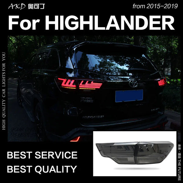 Toyota Highlander Tail Lights 2015 Kluger LED Tail Light Rear Lamp DRL Dynamic Signal Brake Reverse