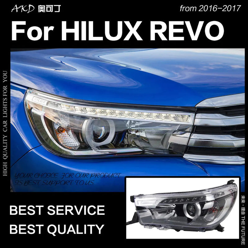 Toyota Hilux Headlights 2015-2017 New Revo LED Headlight DRL Hid Head Lamp Angel Eye Bi Xenon