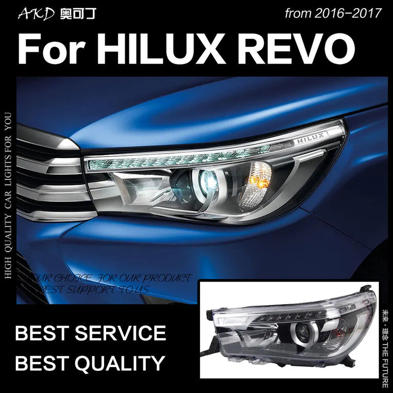 Toyota Hilux Headlights 2015-2017 New Revo LED Headlight DRL Hid Head Lamp Angel Eye Bi Xenon