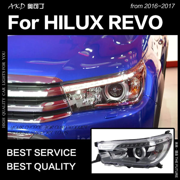Toyota Hilux Headlights 2015-2017 New Revo LED Headlight DRL Hid Head Lamp Angel Eye Bi Xenon