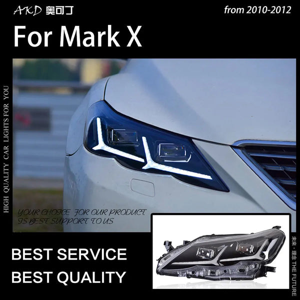 Toyota Mark X Headlights 2010-2012 Reiz LED Headlight LED DRL Animation Bi Xenon Head Lamp