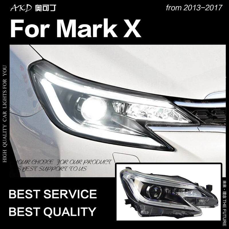 Toyota Mark X Headlights 2013-2017 New Reiz LED Headlight LED DRL Hid Bi Xenon Head Lamp