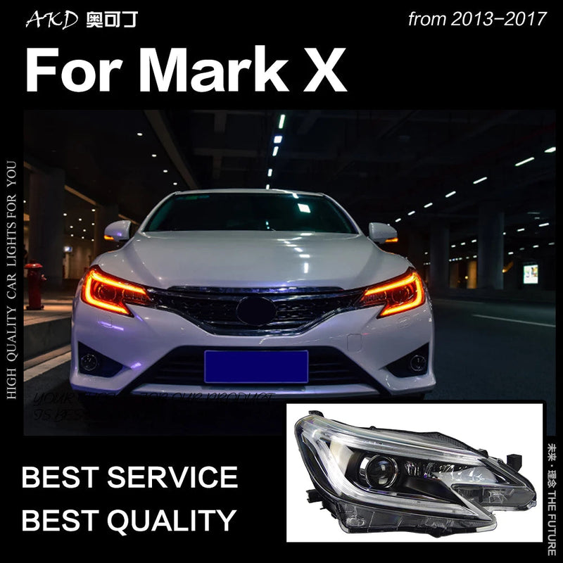 Toyota Mark X Headlights 2013-2017 New Reiz LED Headlight LED DRL Hid Bi Xenon Head Lamp