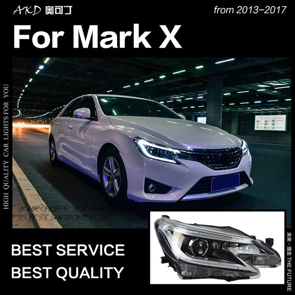 Toyota Mark X Headlights 2013-2017 New Reiz LED Headlight LED DRL Hid Bi Xenon Head Lamp