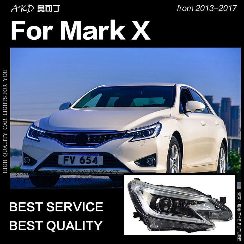 Toyota Mark X Headlights 2013-2017 New Reiz LED Headlight LED DRL Hid Bi Xenon Head Lamp