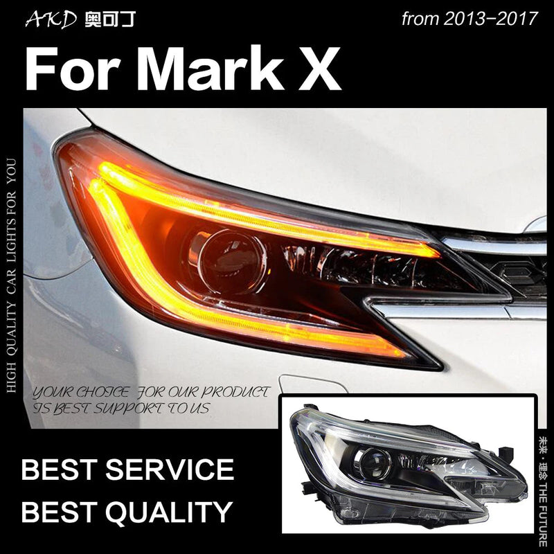 Toyota Mark X Headlights 2013-2017 New Reiz LED Headlight LED DRL Hid Bi Xenon Head Lamp