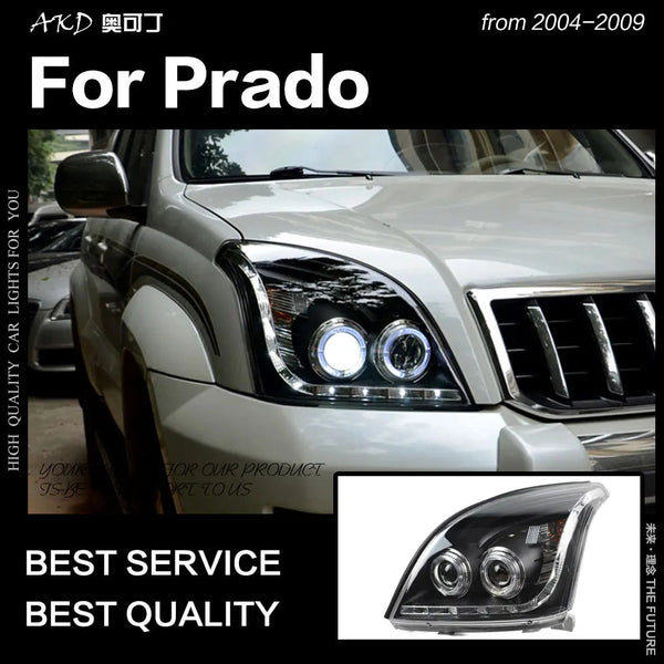 Toyota Prado Headlight 2004-2009 LED Headlight DRL Hid Head Lamp Angel Eye Bi Xenon Beam