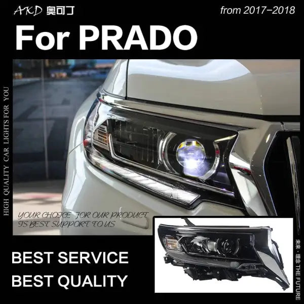 Toyota Prado Headlights 2017-2018 Dynamic Turn Signal LED