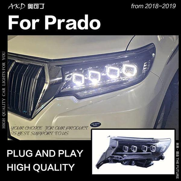 Toyota Prado Headlights 2018-2019 Land Cruiser Prado LED Headlight DRL All LED Light Source