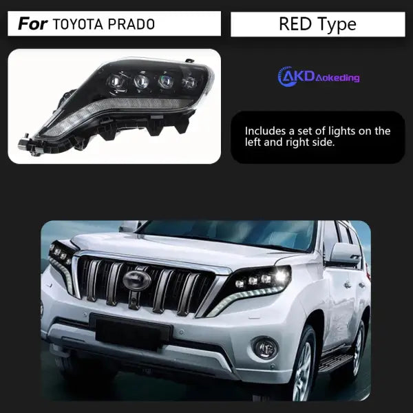 Toyota Prado LC150 2013-2017 LED Headlight LED DRL Hid Option Head Lamp Angel Eye Bi Xenon Beam