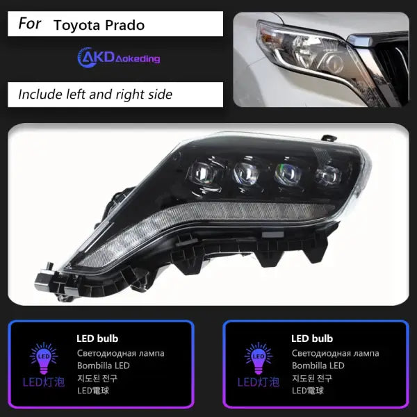 Toyota Prado LC150 2013-2017 LED Headlight LED DRL Hid Option Head Lamp Angel Eye Bi Xenon Beam