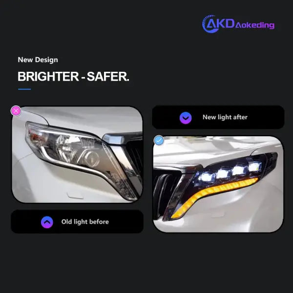 Toyota Prado LC150 2013-2017 LED Headlight LED DRL Hid Option Head Lamp Angel Eye Bi Xenon Beam