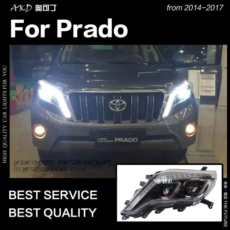 Toyota Prado LC150 LED Headlight 2013-2017 Prado LED DRL Hid Head Lamp Angel Eye Bi Xenon Beam