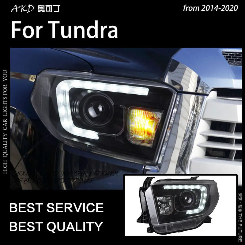 Toyota Tundra Headlights 2014-2018 New Tundra LED Headlight Tundra DRL Bi Xenon Lens Head Lamp