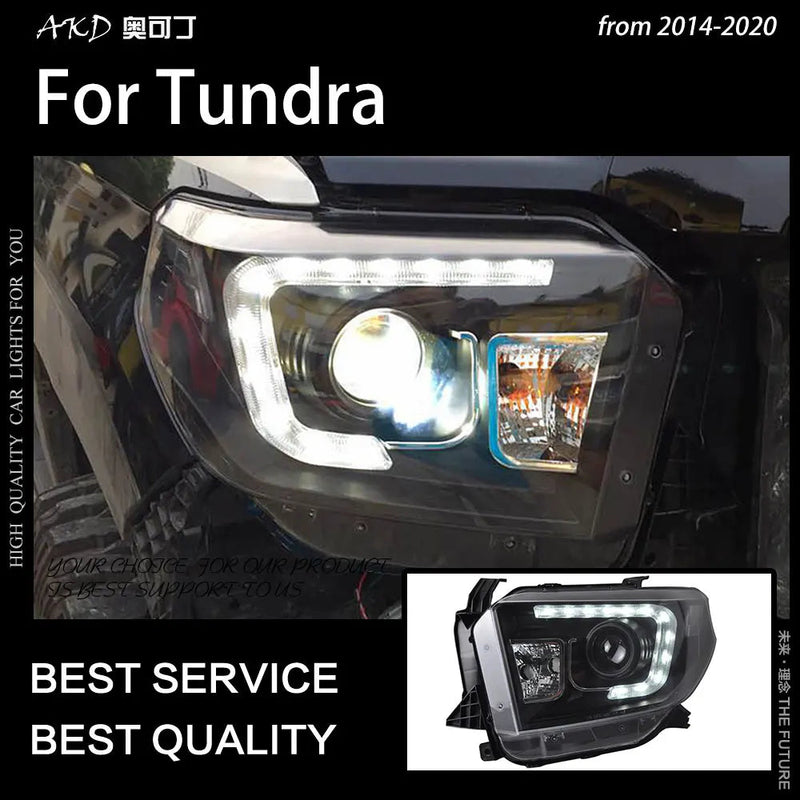 Toyota Tundra Headlights 2014-2018 New Tundra LED Headlight Tundra DRL Bi Xenon Lens Head Lamp