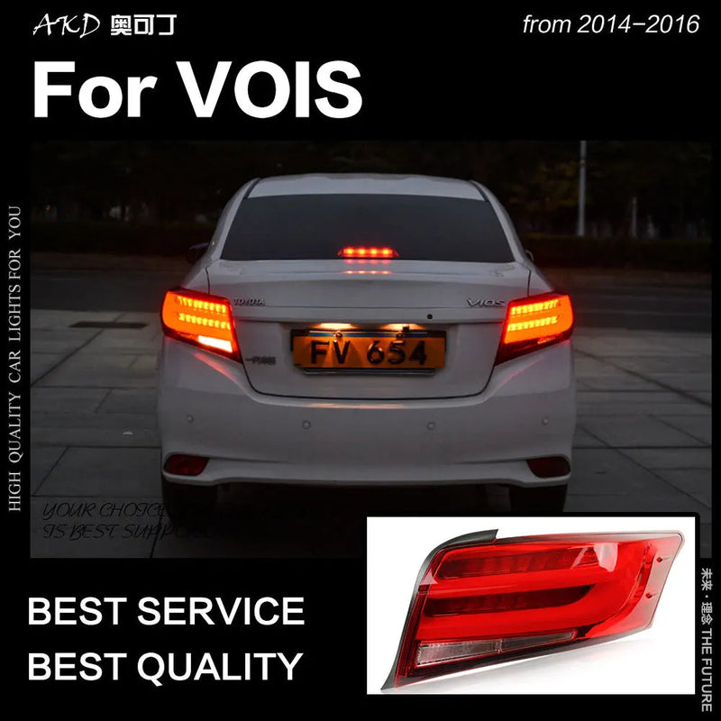 Toyota Vois Tail Lights 2014-2016 Yaris Sedan LED Tail Lamp LED DRL Brake Signal Reverse