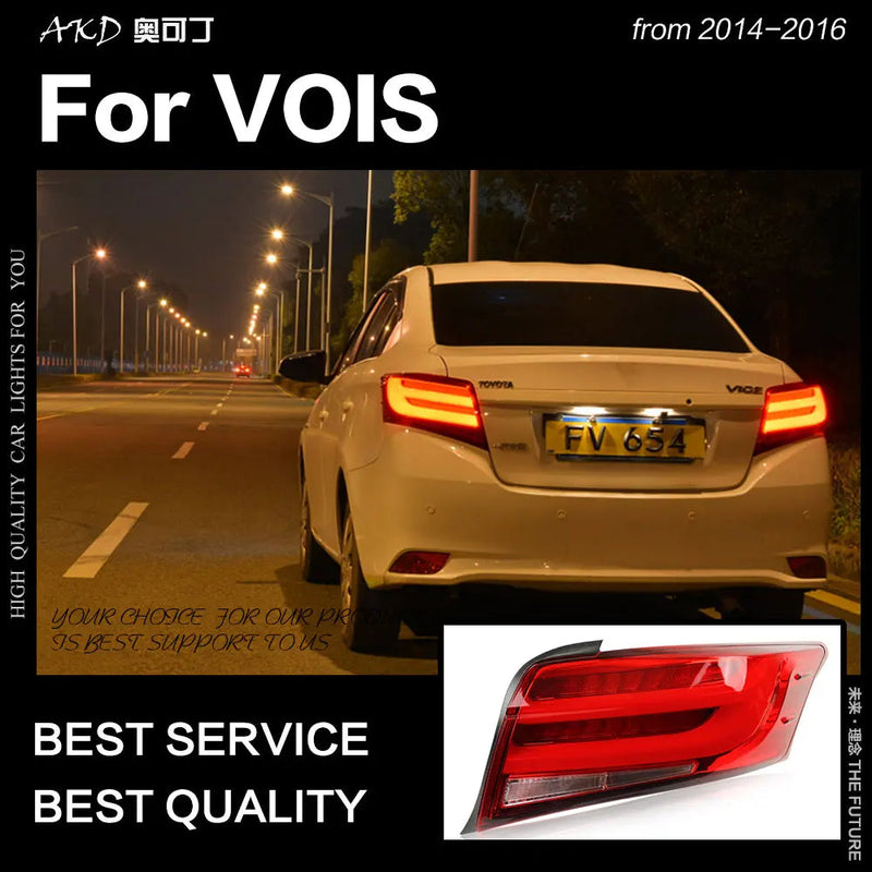 Toyota Vois Tail Lights 2014-2016 Yaris Sedan LED Tail Lamp LED DRL Brake Signal Reverse