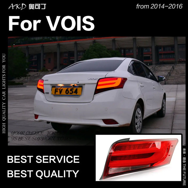 Toyota Vois Tail Lights 2014-2016 Yaris Sedan LED Tail Lamp LED DRL Brake Signal Reverse