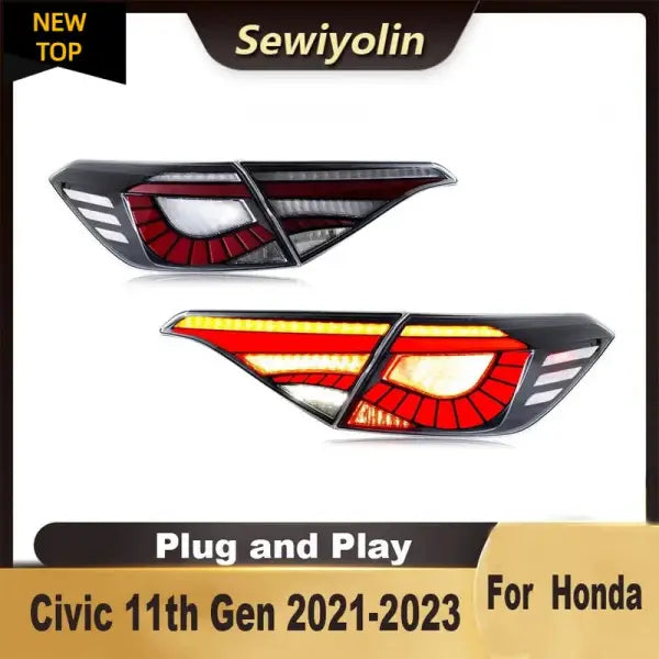 Car LED Trailer Lights Tail Lamp for Honda Civic 11Th Gen 202-2023 Facelift Rear DRL Signal Automotive Plug and Play