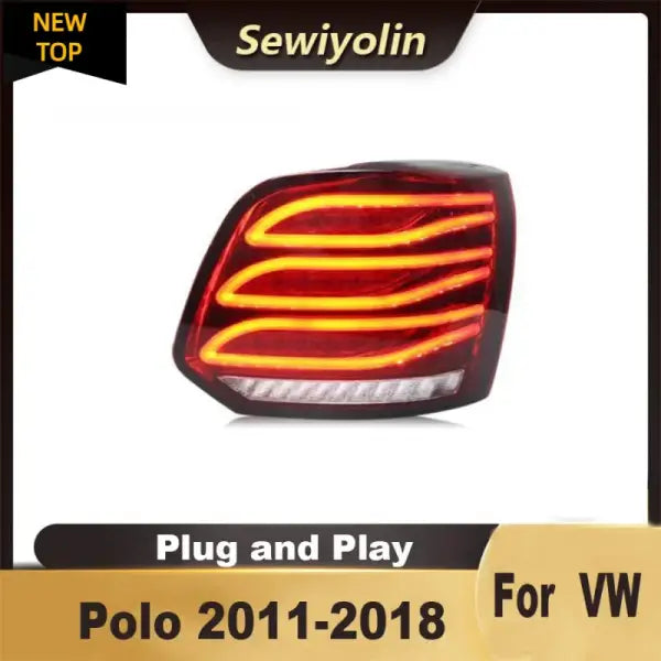 Car LED Trailer Lights Tail Lamp for VW Polo 2011-2018 Turn Signal Brake DRL Reverse Waterproof IP67 Plug and Play